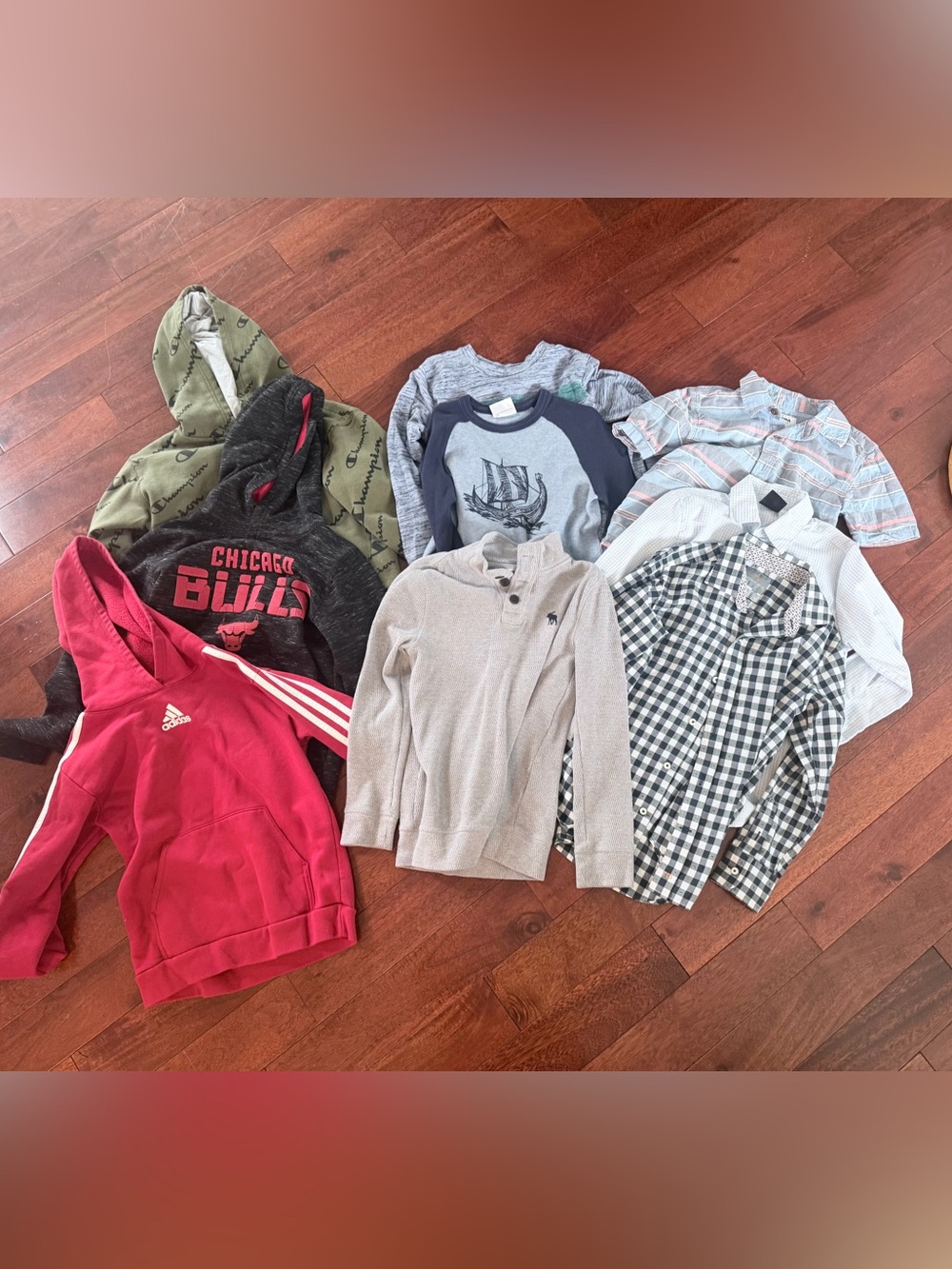Boys size 7 Bundle Hoodies, Dress Shirts, Long Sleeve tees